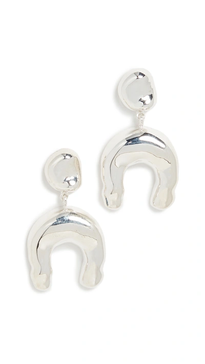 Shop Agmes Wishbone Earrings In Silver