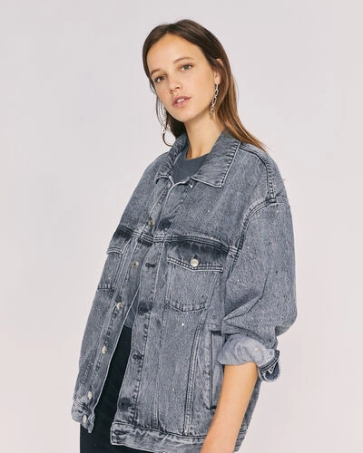 Brava Oversized Denim Jacket In Snow Black