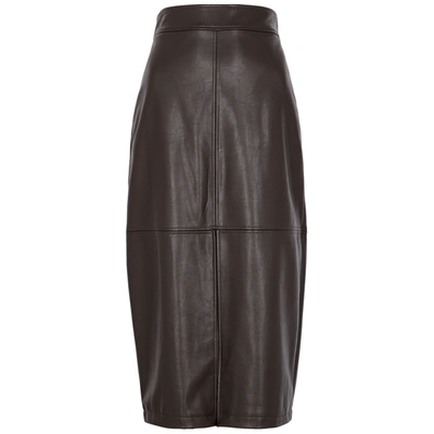 Shop A.l.c Moss Dark Brown Faux Leather Midi Skirt