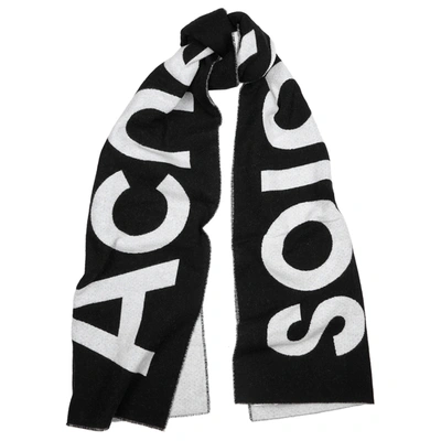 Shop Acne Studios Toronto Logo-intarsia Wool-blend Scarf In Black And White