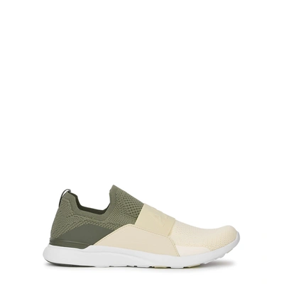 Shop Apl Athletic Propulsion Labs Techloom Bliss Two-tone Knitted Sneakers In Khaki