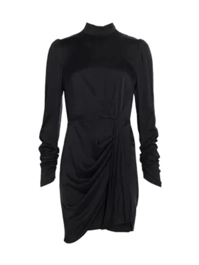 Shop Zimmermann Ladybeetle Drape Long-sleeve Silk-satin Sheath Dress In Black