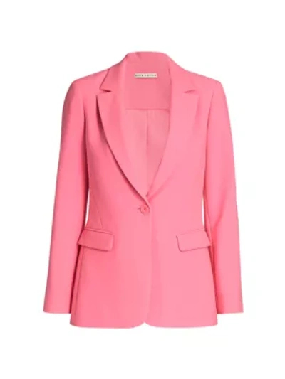 Shop Alice And Olivia Macey Notch Collar Fitted Blazer In Bright Rose