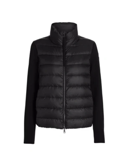 Shop Moncler Women's Short Down Knit Combo Jacket In Black