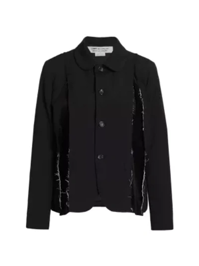 Shop Comme Des Garçons Women's Wool & Velvet Raw Jacket In Black