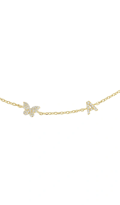 Shop Adinas Jewels Pave Butterfly Initial Choker In Gold