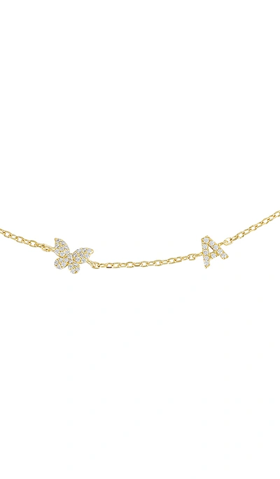 Adinas Jewels Pave Butterfly Initial Choker In Gold