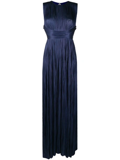 Shop Maria Lucia Hohan Sleeveless Pleat Detailing Gown In Blue