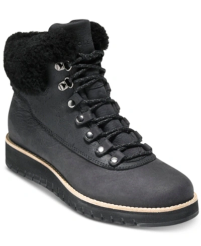Shop Cole Haan Zerogrand Waterproof Explore Hiker Boots In Black Leather