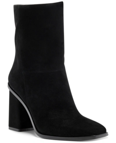 Shop Vince Camuto Women's Dantania Block-heel Dress Booties Women's Shoes In Black Suede