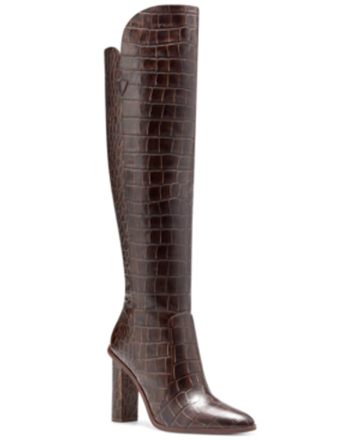 Shop Vince Camuto Women's Palley Over-the-knee Boots Women's Shoes In Brown Croco
