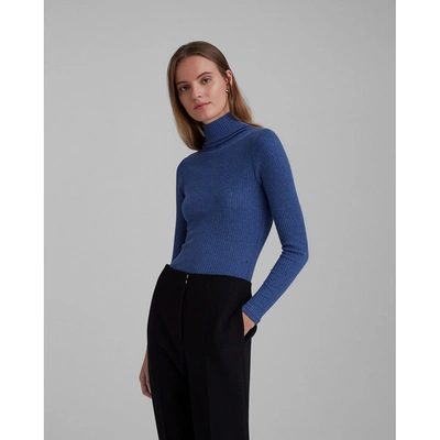 Shop Club Monaco French Blue Julie Ribbed Turtleneck In Size Xs