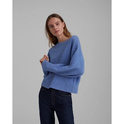 Shop Club Monaco Cable Sleeve Sweater In French Blue