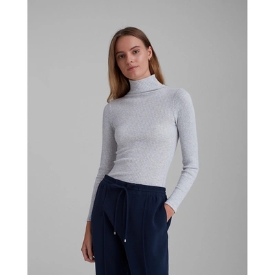 Shop Club Monaco Julie Ribbed Turtleneck In Heather Grey