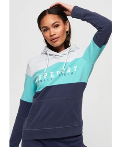 Shop Superdry Track And Field Lite Colour Block Hoodie In Red