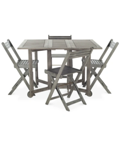 Shop Safavieh Kinsie Outdoor 5-pc. Dining Set (1 Dining Table & 4 Chairs) In Grey