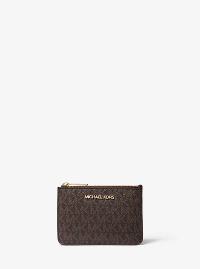 Michael Kors Logo Coin Pouch In Brown