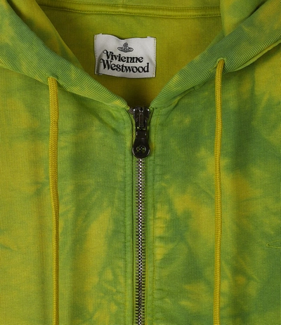 Shop Vivienne Westwood Rugged Zip Hoodie Lime Green Tie-dye