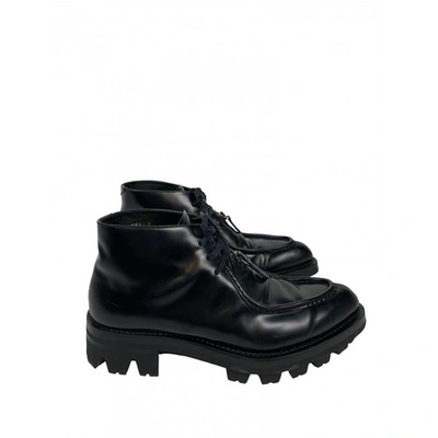 Pre-owned Prada Brixxen Black Leather Boots