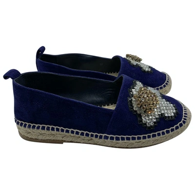 Pre-owned Anya Hindmarch Navy Suede Espadrilles