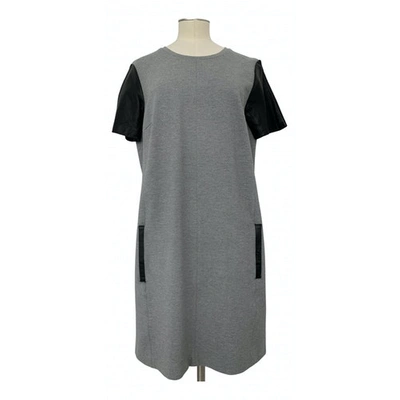 Pre-owned Club Monaco Leather Mid-length Dress In Grey