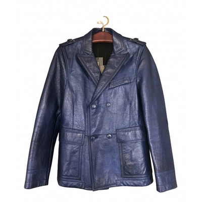 Pre-owned Bottega Veneta Leather Vest In Blue