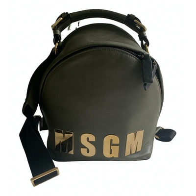 Pre-owned Msgm Leather Backpack In Green