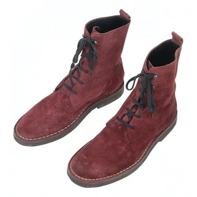 Pre-owned Ann Demeulemeester Burgundy Suede Boots