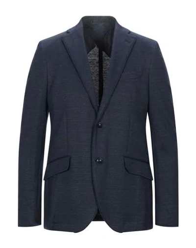 Shop Etro Man Blazer Midnight Blue Size 44 Linen, Cashmere, Polyamide
