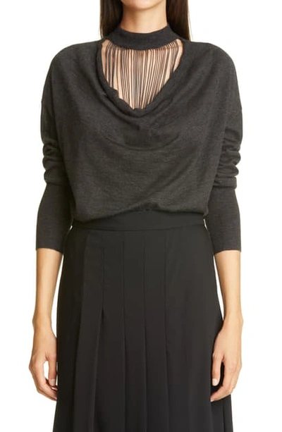 Shop Brunello Cucinelli Monili Bead Cashmere & Silk Sweater In C055 Anthracite