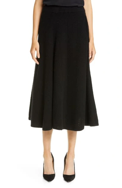 Shop Adam Lippes Herringbone Cashmere & Silk Skirt In Black
