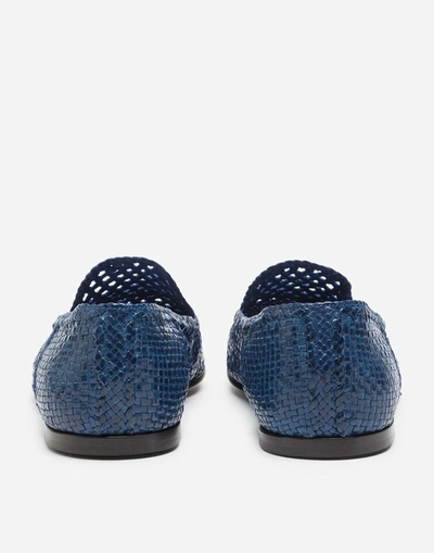 Shop Dolce & Gabbana Hand-woven Slippers In Blue