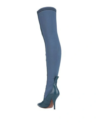 Shop Fendi Knee Boots In Slate Blue