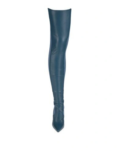 Shop Fendi Knee Boots In Slate Blue