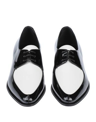 Shop Celine Woman Lace-up Shoes White Size 7.5 Soft Leather