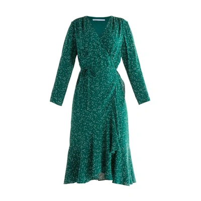 Shop Paisie Speckle Print Wrap Dress In Green & White