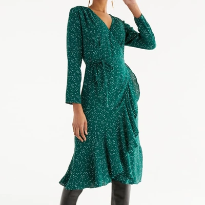 Shop Paisie Speckle Print Wrap Dress In Green & White