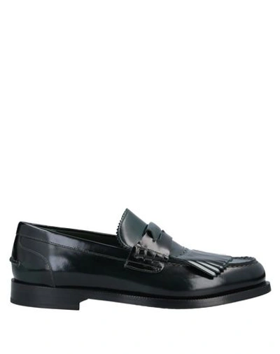 Shop Burberry Loafers In Dark Green