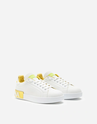 Shop Dolce & Gabbana Calfskin Nappa Portofino Sneakers In Multicolor