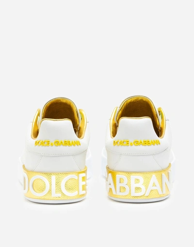 Shop Dolce & Gabbana Calfskin Nappa Portofino Sneakers In Multicolor