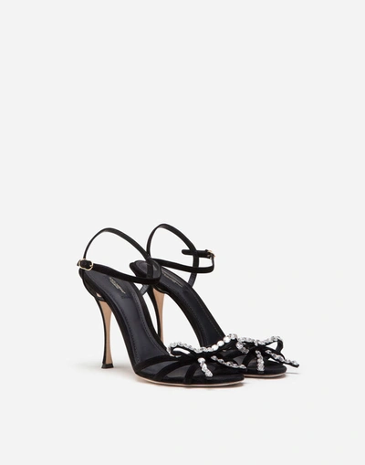 Shop Dolce & Gabbana Suede Sandals With Appliqués In Black