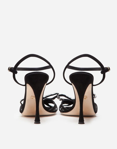 Shop Dolce & Gabbana Suede Sandals With Appliqués In Black