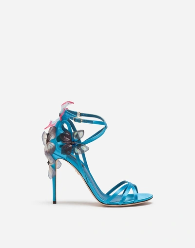 Shop Dolce & Gabbana Satin Sandals With Embroidery