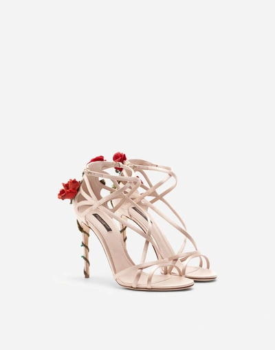 Shop Dolce & Gabbana Satin Sandals With Embroidery