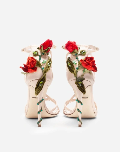 Shop Dolce & Gabbana Satin Sandals With Embroidery