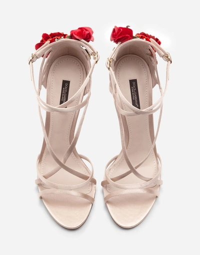 Shop Dolce & Gabbana Satin Sandals With Embroidery