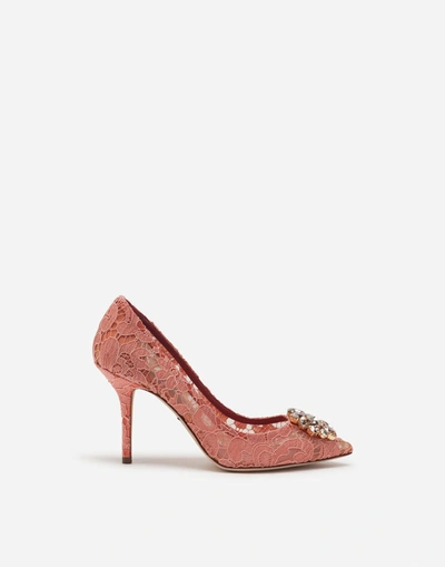 Shop Dolce & Gabbana Taormina Lace Pumps With Crystals