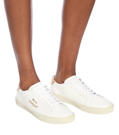 Shop Saint Laurent Court Classic Leather Sneakers In White