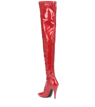 Shop Saint Laurent Aylah Vinyl Over-the-knee Boots In Red