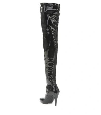 Shop Saint Laurent Aylah Vinyl Over-the-knee Boots In Black